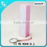 Free OEM logo pink lipstick 2600mah mobile power bank external battery charger