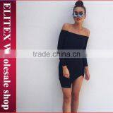 Wholesale fashion black off shoulder winter sexy ladies one piece dress