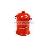 1 Gallon Ceramic Compost Crock Keeper With Charcoal Filter, Red thumbnail-1