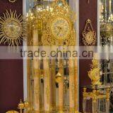 European Copper Grandfather Floor Clock, Metal Pendulum Chiming Clock, Home Decoration Art Clock thumbnail-2