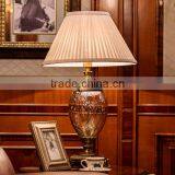 Olivary Design Clear Glass Body Metal Bottom Fabric Lampshade Table Lamp thumbnail-1