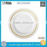 Round Gold Rim Ceramic Dinner Plate