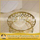 2017 Modern Simple Design Black Glass Golden Stainless Steel Frame Coffee Table thumbnail-1