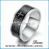 Top Quality Stainless Steel Black Ring Lord's Prayer With Cross