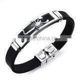 Silicone Man Bracelets Fashion Stainless Steel Scorpion Design Length Adjustable Cool Men Jewelry Bangles thumbnail-5
