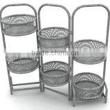 Garden Rattan Flower Basket Patio Flower Basket Handcrafted Moroccan Silver Wicker Basket thumbnail-1