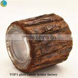 Glass Candle Votives With Wood Cover thumbnail-3