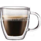 High Quality Double Wall Glass Coffee Cup With Handle thumbnail-1