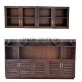 Cabinet Kitchen Bar Mini Walnut Color Mahogany Wood Furniture, Modern Mini Bar Cabinet Solid Wood Handmade From Indonesia thumbnail-2