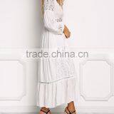 Off White Lace Trim Button Down Maxi Dress Long Frock Design HSd5221 thumbnail-4