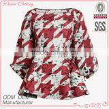 Fashion Jarquard Crochet Ruffle Bottom Long Sleeves High Quality Direct Manufacturer Ladies Blouse Hot Style thumbnail-1
