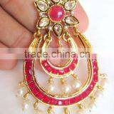Gold Plated DANGLER Chand Bali Earrings thumbnail-3