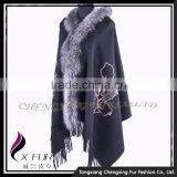CX-B-P-51 High Quality Factory Price Fox Fur Trimmed Pashmina Special Cashmere Scarf thumbnail-5