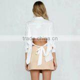 MAXNEGIO Elongated t Shirt Top Tee White T-shirts With Deep Neck Top thumbnail-2