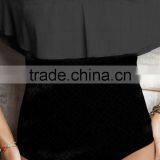 Ladies Fashion Black With Big Ruffle One-piece Swimwear thumbnail-2