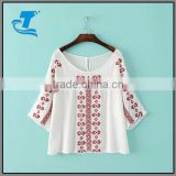 Women's Blouses Embroidery Dew Shoulder Summer Fashion