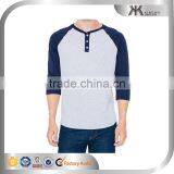 Mens Plain Ranglan Shirt 3/4 Sleeve Raglan t Shirt Blue and Grey thumbnail-1