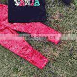 Baby Clothes Girls Cute WILD ABOUT SANTA Black Outfits Kids Red Sequins Pant Sets Kids Long Sleeve Sets With Leopard Headband thumbnail-2