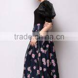 100% Polyester Sweet Floral Midi A-Line Bubble Skirt thumbnail-3