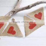 Hessian Bunting Banner Heart Rustic Wedding Baby Shower Party Red Valentine Love thumbnail-2