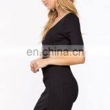 Latest Fashion Women Sheath Dress Pattern Short Sleeve Sexy Plunge Neck Wrap Tight Mini Dress thumbnail-6