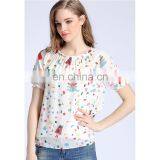 Summer Women Floral Digital Printed Silk crepe de chine Top