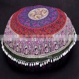 30'' Round Mandala Cushion Cover Indian Cotton Pouf Cover Throw Decorative Pillow Cases SSTH54