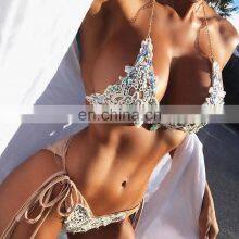 Crystal Bikini Women Sexy Swimwear Swimsuit Bandage Bathing Suit Set Hot Beach Wear thumbnail-1