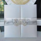 Dark Red Wooden Wholesale Wedding Invitation Box Silk With Ribbon Buckle thumbnail-4