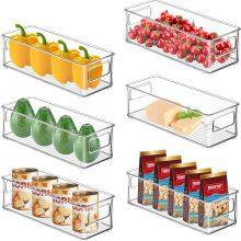 Refrigerator Organizer Bin Clear Kitchen Organizer Container Bins With Handles for Pantry, Cabinets, Shelves, Drawer, Freezer thumbnail-2