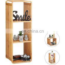 Custom Freestanding Multifunctional Towel Storage Bamboo Bathroom Shelf 3-Tier