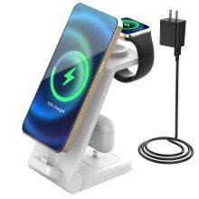 2023 Hot Selling Fast 3 in 1 Charger Stand Dock Foldable Magnetic Quick 23W Support OEM thumbnail-1