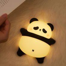 New Cute Cartoon Panda Night Light Usb Rechargeable Bedside Lamp Home Decor Silicone Animal Led Night Light For Child Gift thumbnail-1