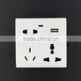 China manufacturer multifunctional eu/aus/us/uk wall socket with 5v usb socket, neon indicator
