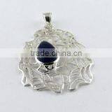 Charming Blue Lapis Pendant, Silver Jewellery India, Gemstone Silver Jewellery thumbnail-1