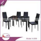 Foshan Modern Metal Base 9mm Thick Rectangle Black Lacquer Tempered Glass Dining Table for 4 Person thumbnail-3