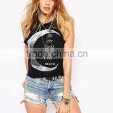 Wholesale 100 Cotton Fabric For Ladies Vest Tops Women Printed Moon Black Tank Top Summer Cool Vest