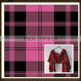 Hot Selling Black and Red Grid Printed Taffeta Fabric for Scarves thumbnail-1