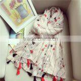 Hot Selling New Design Fashoin Loving Heart Voile Scarf Big Shawl Long Style With Tassel thumbnail-1