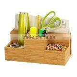 Desk Stationery Organiser - Pen Pencil Letter Rack Holder, Made of Natural Bamboo Storage Box Quality Choice thumbnail-1
