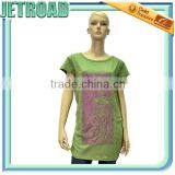 Women's Hip Long Blouse Cap Sleeves Ruffled Side Seam Designs for Fat Women thumbnail-3