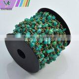 Gemstone Beaded Rosary Chain Wholesale,wire Wrapped Beaded Chain thumbnail-4