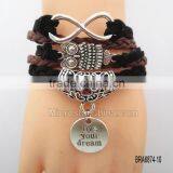 Wholesale 2016 Gift Charm Cute Best Friend Handcuffs Design Woven Bangle Karma Infinity Bracelet thumbnail-2