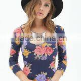 2014 Bodysuit Floral Printed Apparel for Women Bodysuit Cheap Female Clothing Quality Choice thumbnail-3