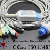 GE-Datex-Ohmeda ECG 5 Lead 10pin Cable and Leadwires, IEC with Grabber