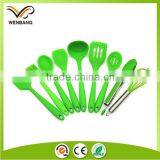 Wholesale custom green colour nylon silicone cooking accessories utensils set