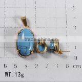 S0921-G-BL-TLIN 316l Stainless Steel Jewelry, Fashion Jewelry ,Natural Blue Stone Jewelry With 18K Gold thumbnail-4