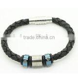 Wholesale Cheap Custom Custom Braided Leather Bracelets With Stainless Steel for Logo thumbnail-3
