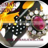 Kundan Ring Ruby With CZ Stones thumbnail-1