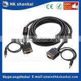 New Product High Quality 15pin Monitor Video Cable Male to Male 3.5mm Vga Stereo Jack Audio Cable Support SVGA/XGA/UXGA/1080p